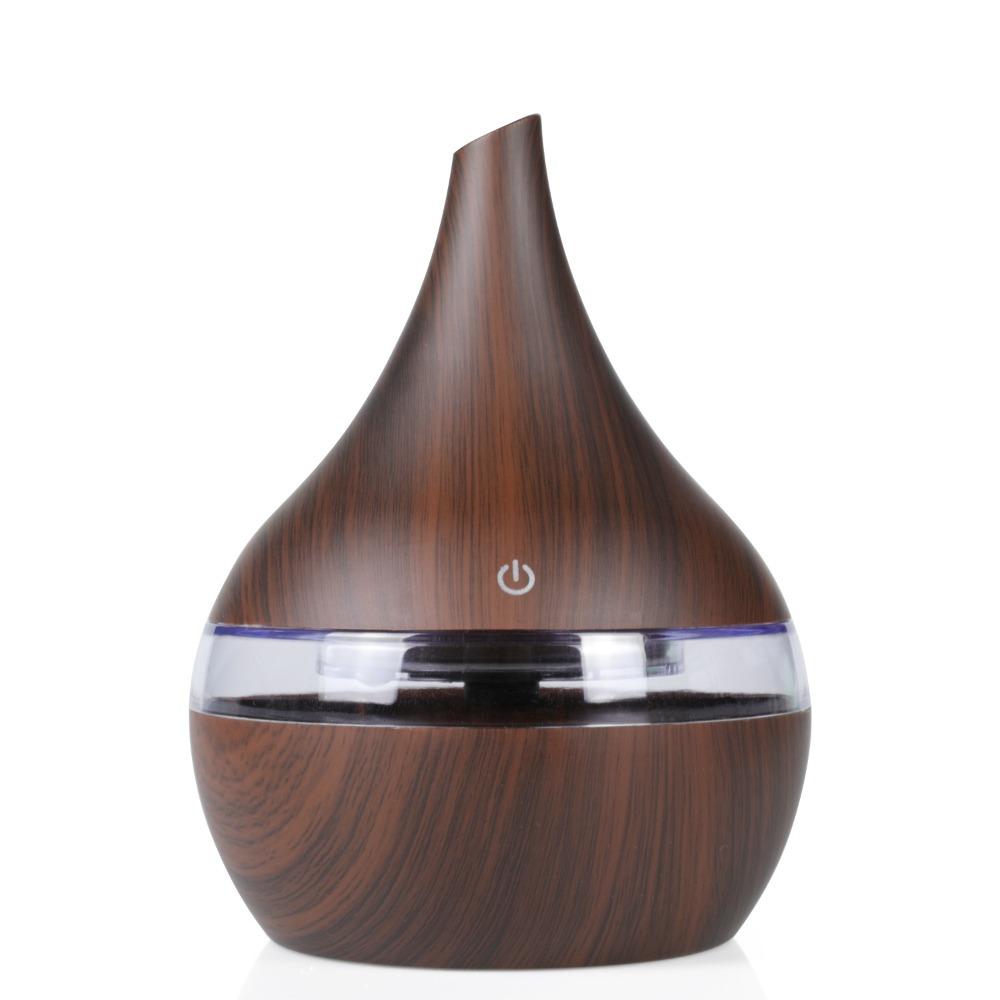 Wood Grain USB Charging Humidifier, Desktop Mini Aroma Diffuser with Ambient Light for Bedroom Home