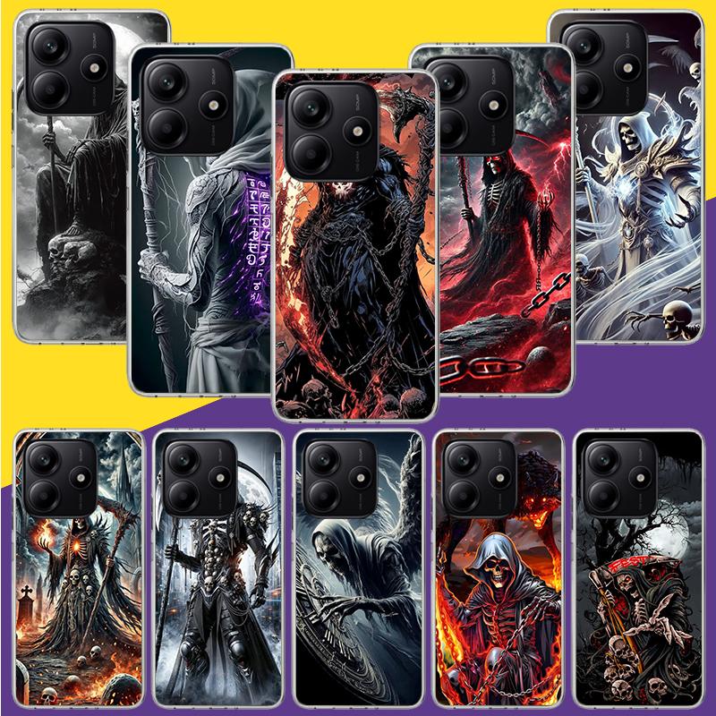 Death Grim Reaper Skull Scythe Phone Case For Xiaomi Redmi Note 15 14 13 12S 12 Pro Plus 11S 11E 11 11T 10S 10 Art Soft Pattern
