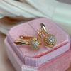 Crystal Flower English Earrings For Women Luxury  Rose Gold Color Natural Zircon Accessories Vintage Fine Jewelry