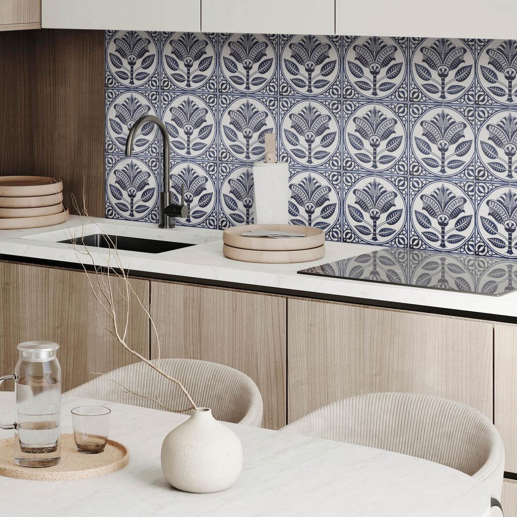 Package of Vinyl Tiles Easy Installation Floral Pattern Ceramic 10X40X20 Cm