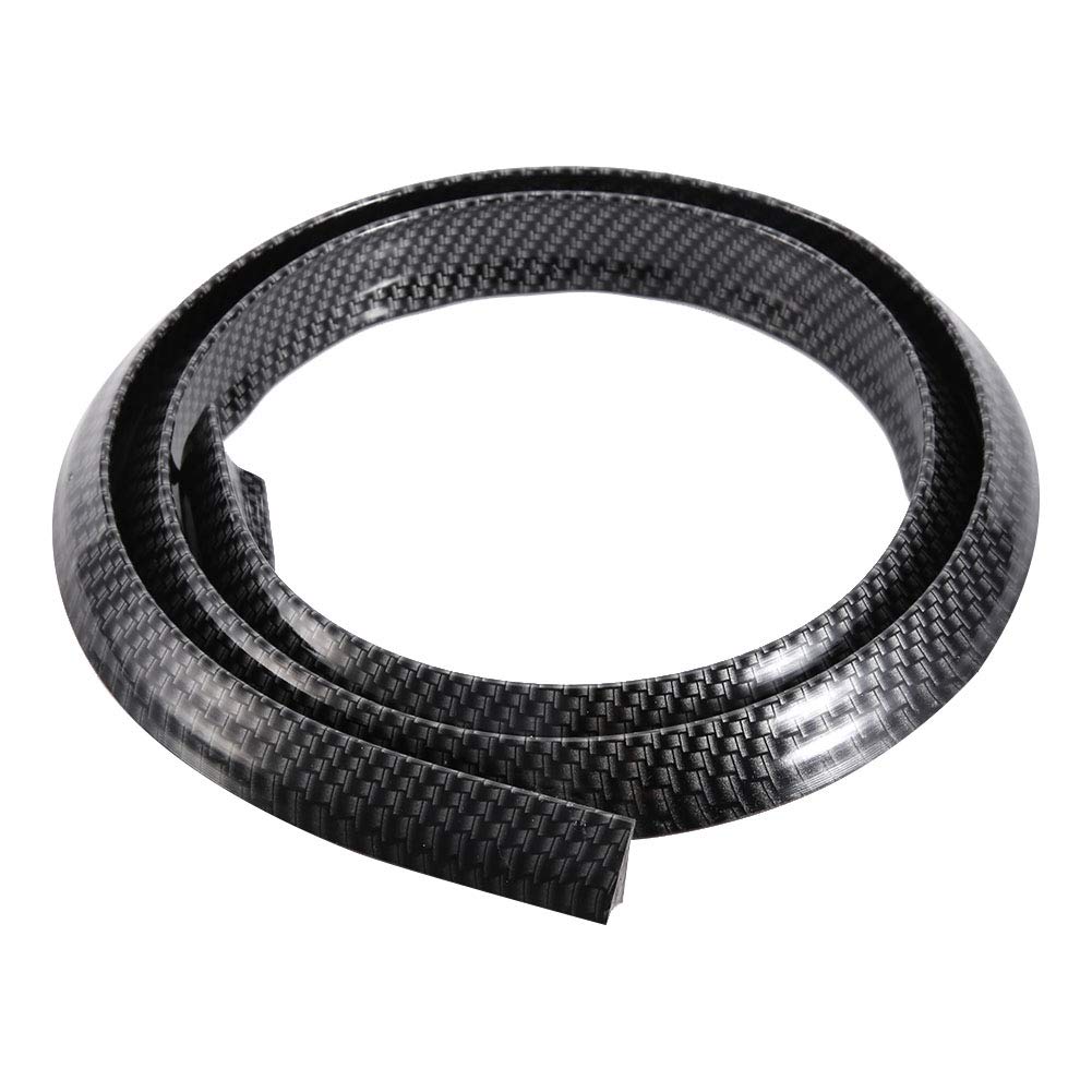 Fender Molding, Overfender Arch, Rubber, Flush Mount, Scratch-Resistant, Universal Auto Part, 1.5m, Mudguard, Carbon Fiber Pattern, Black