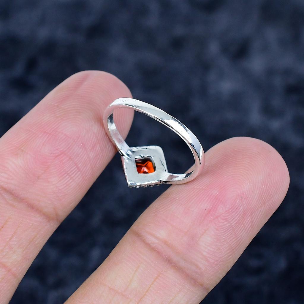 Mozambique Garnet Gemstone Handmade 925 Sterling Silver Jewelry Ring Size 8 MM-3440