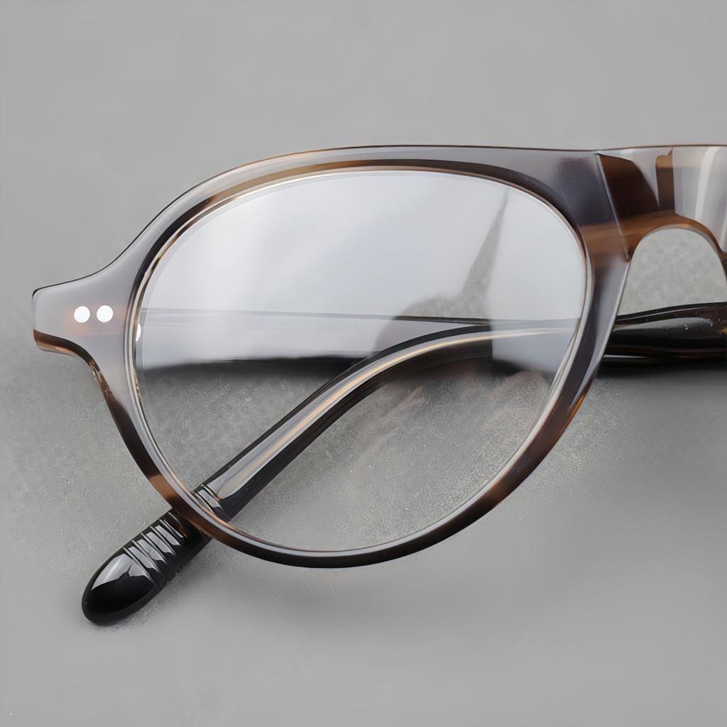 Vintage Men's Pilot Glasses Acetate Frame Korean Style Fashionable Clear Black Frame Luxury Design High-end Fake Glsses Women