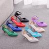 Plus Size Shoes for Women Summer Fashion PU Comfortable Buckle Strap Pointed Toe Sandals Party Evening Wedding Sandalias Mujer