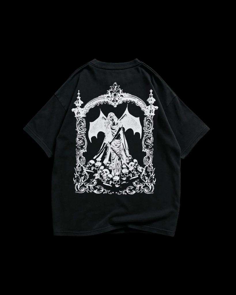 Gothic Men Black Pure Cotton Tshirt Religious and Subculture Dark Style Women Tshirt Philosophical Statement Personalized Top