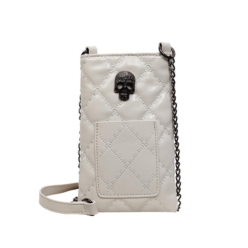 Borsa per Cellulare Teschio da Donna a Rombetti con Catena a Spalla Crossbody