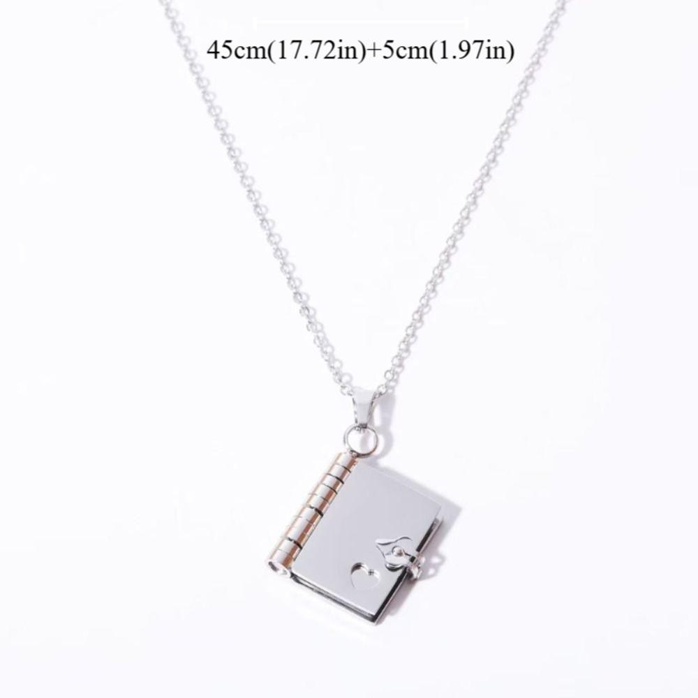 Titanium Steel Couple Book Necklace Handmade Couple Text Locket  Jewelry Accessories