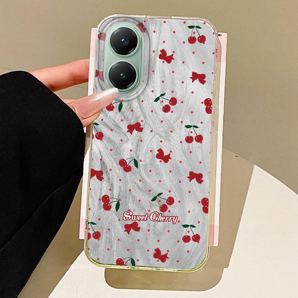 Circular Dots Cherry Fruit Feather Texture Phone Case for Xiaomi Poco X5 X7 M6 Pro X6 X3 Pro NFC C75 C71 C65 C61 M5S TPU Cover