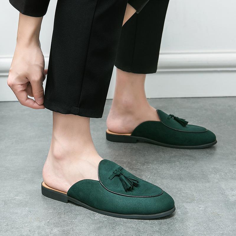 Men's Tassel Slip-On Leather Sandals - Breathable Summer Head Wrap Design