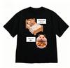 Funny Hamster in Burger Graphic Tshirt Korean Aesthetic Short Sleeve for WOMEN Unisex Black Crew Neck Tee with Korean Quote Y2k