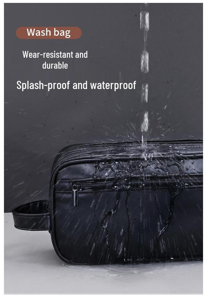 Portable Waterproof Men's Double-Layer Toiletry Bag - Large Capacity, High-End Feel.