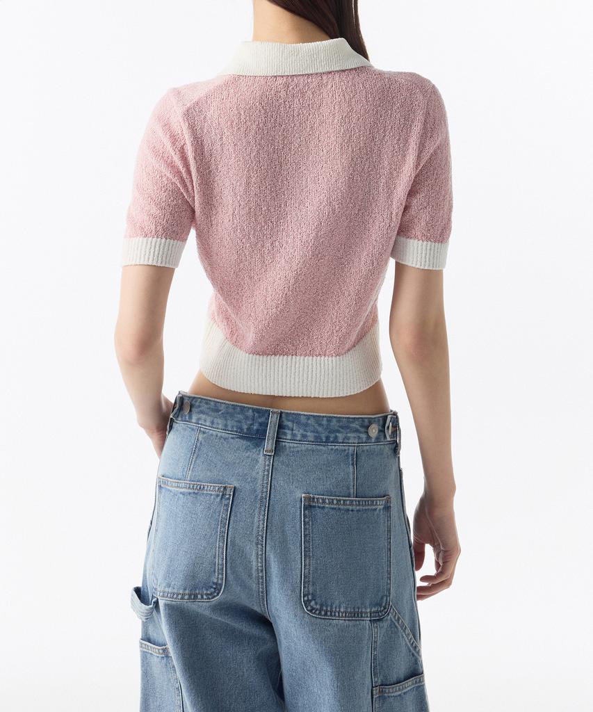 MUSINSA STANDARD WOMAN Women'S Boucle Knitted Polo Shirt [Light Pink]