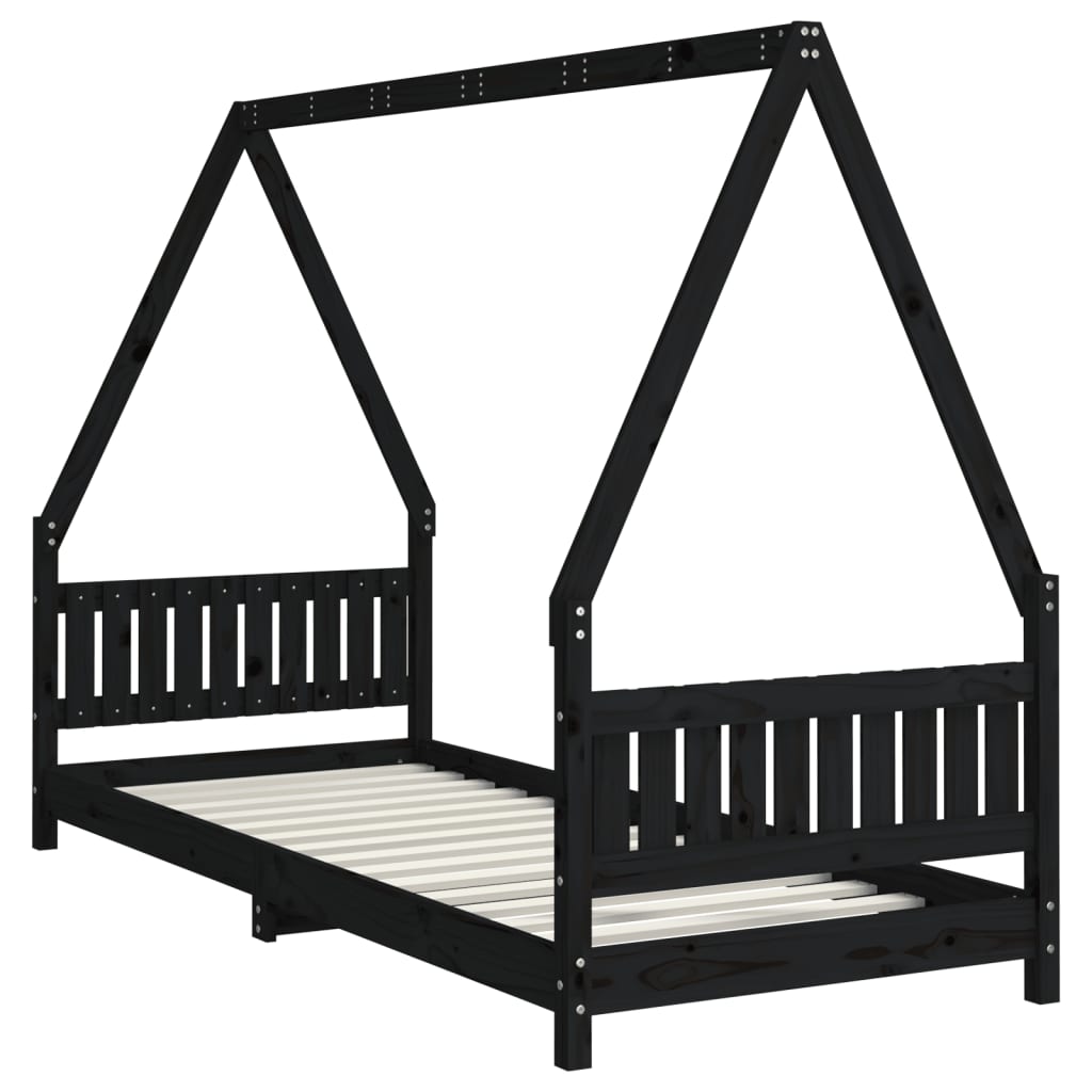 Kids Bed Black 80x200 cm Solid Pine Wood