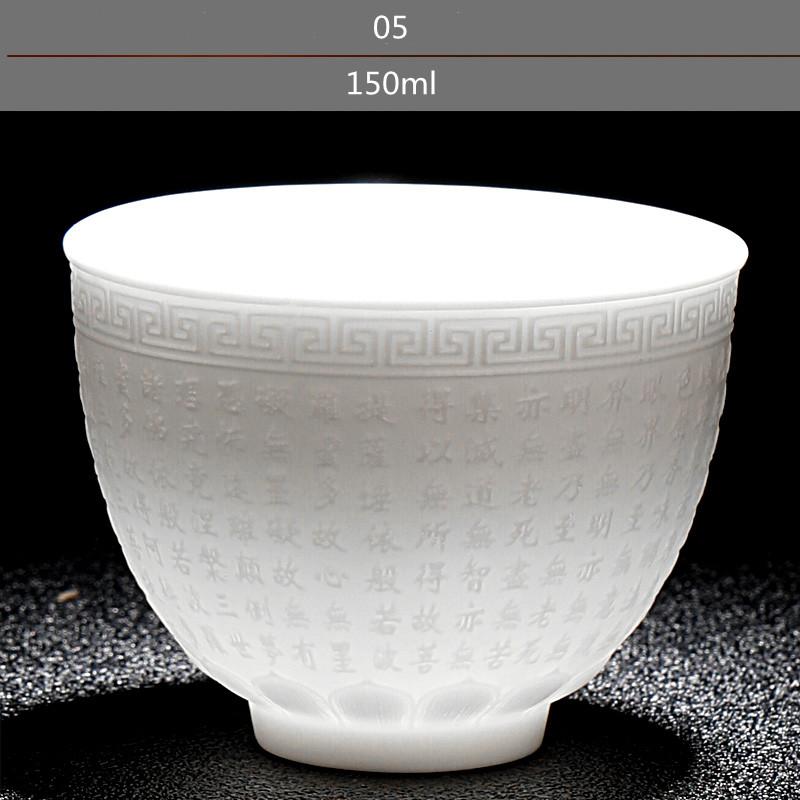 Chinese White Porcelain Tea Cup Hand Three-dimensional Relief Tea Bowl Large Capacity Tea Cup Set Tea Ceremony Cup For Tea