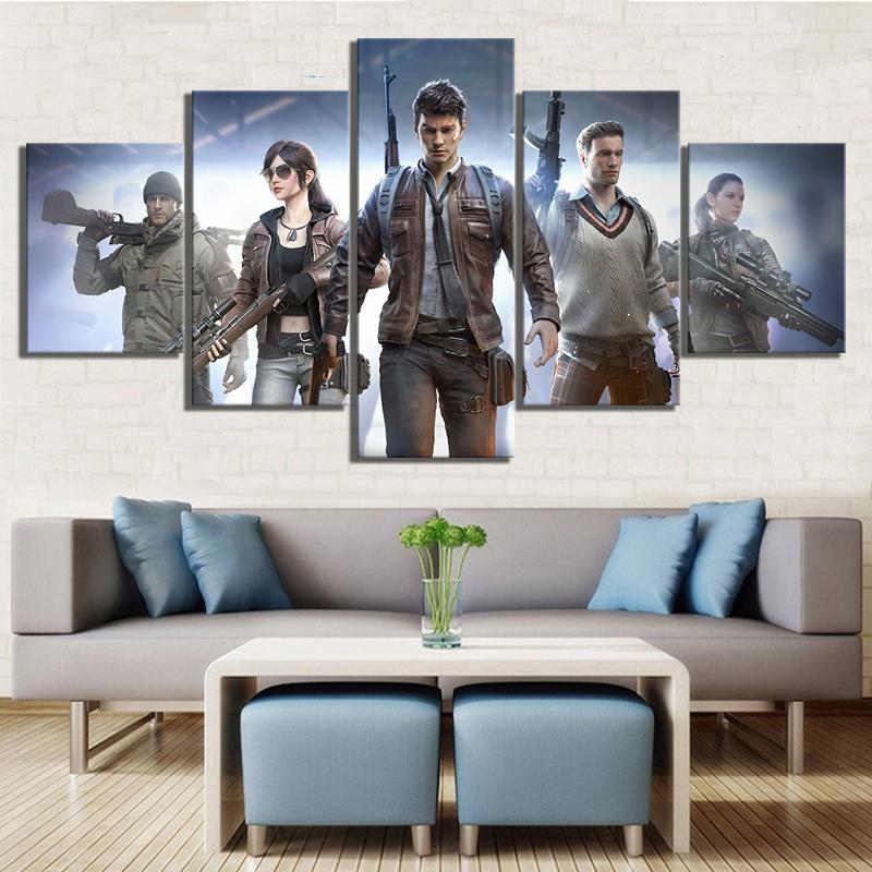 5 Stück 10 Pubg Battlegrounds Spiel Modulare Wandkunst Leinwand Poster Bilder Gemälde Heimdeko Zubehör Wohnzimmerdekoration