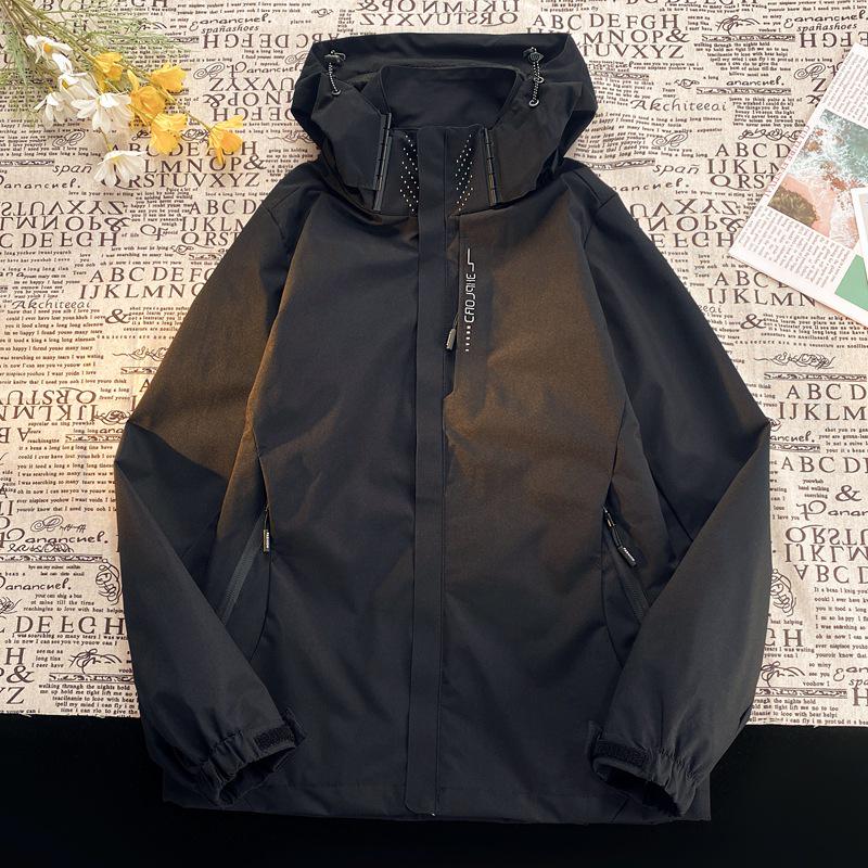 

Unisex Windproof Waterproof Spring/Autumn Lightweight Jacket with Detachable Hood - Ideal for Travel and Outdoor Activities. 5XL (Men s Only)