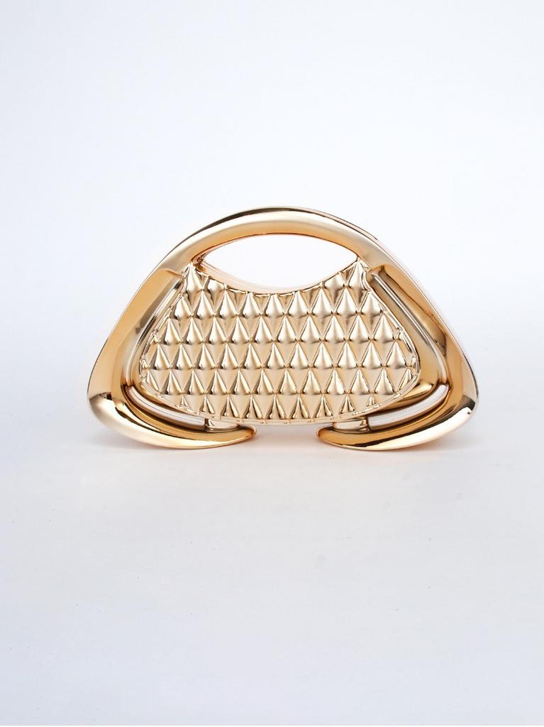 Fashion Special-Shaped Acrylic Bag Hard Shell Metal Feeling Dinner Bag Women'S Grid Trapezoidal Evening Bag Chain Banquet