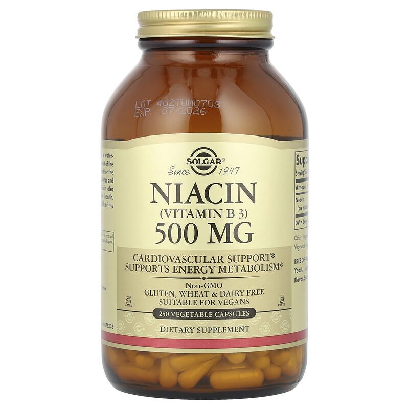 Niacyna (Witamina B3), 500 mg, 250 Kapsułek Warzywnych