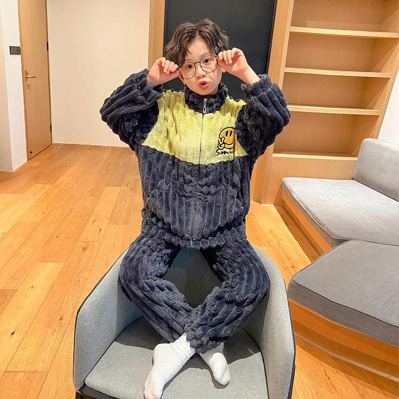 

Детская зимняя пижама из кораллового флиса - кардиган на молнии для мальчиков, водолазка с фланелью для дома 14 yards