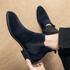 Pointed Suede Leather Casual Chelsea Ankle Boot For Men Luxury Designer Winter Brnad Trend Blue High Tops Shoes Zapatos Hombre