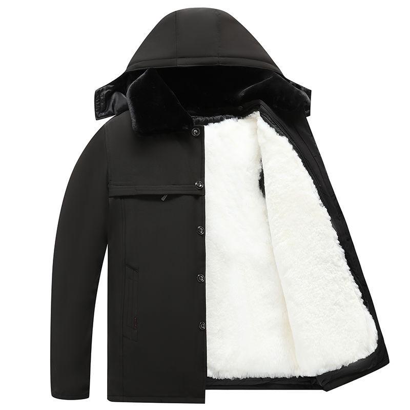 Herren Schaffell gefütterte Lederjacke - Warmer verdickter Leder Wollmantel