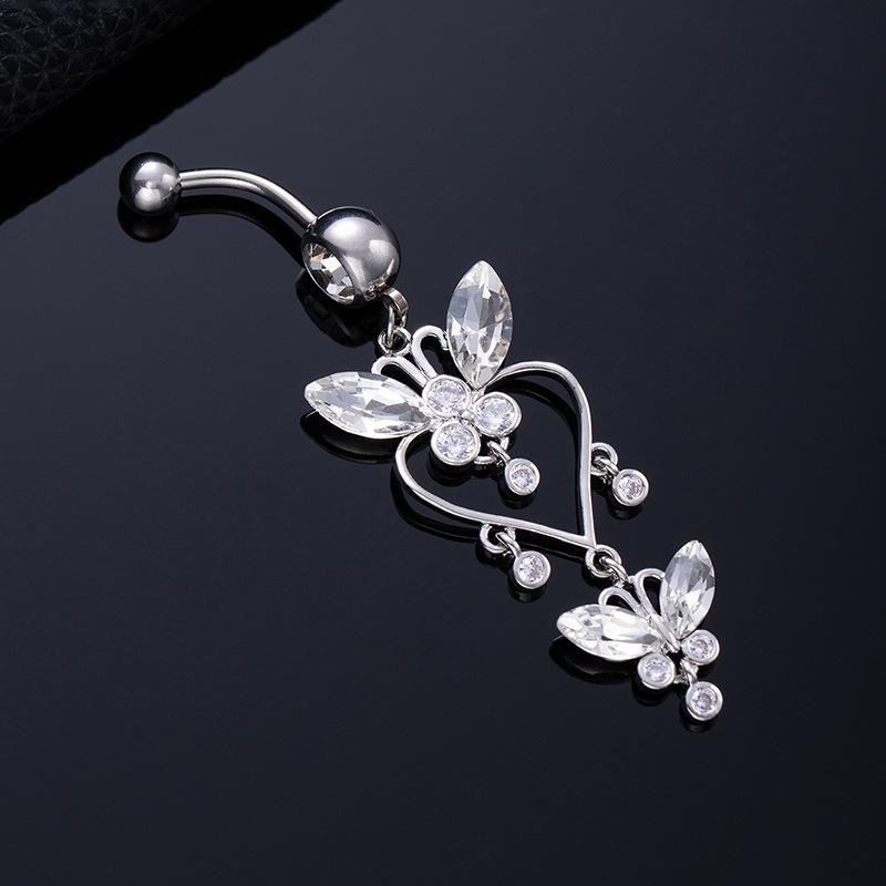 Piercing per Ombelico Microstone Chiodi per Ombelico Vento Farfalla Amore Anello per Ombelico Stella Luna Fiore Femminile Fibbia per Ombelico