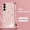 Custodia per telefono in vetro rosa a forma di cuore con strisce verticali adatta per Samsung Galaxy S26 S25 S24 S22 S21 S20 FE/Ultra/Plus anti caduta