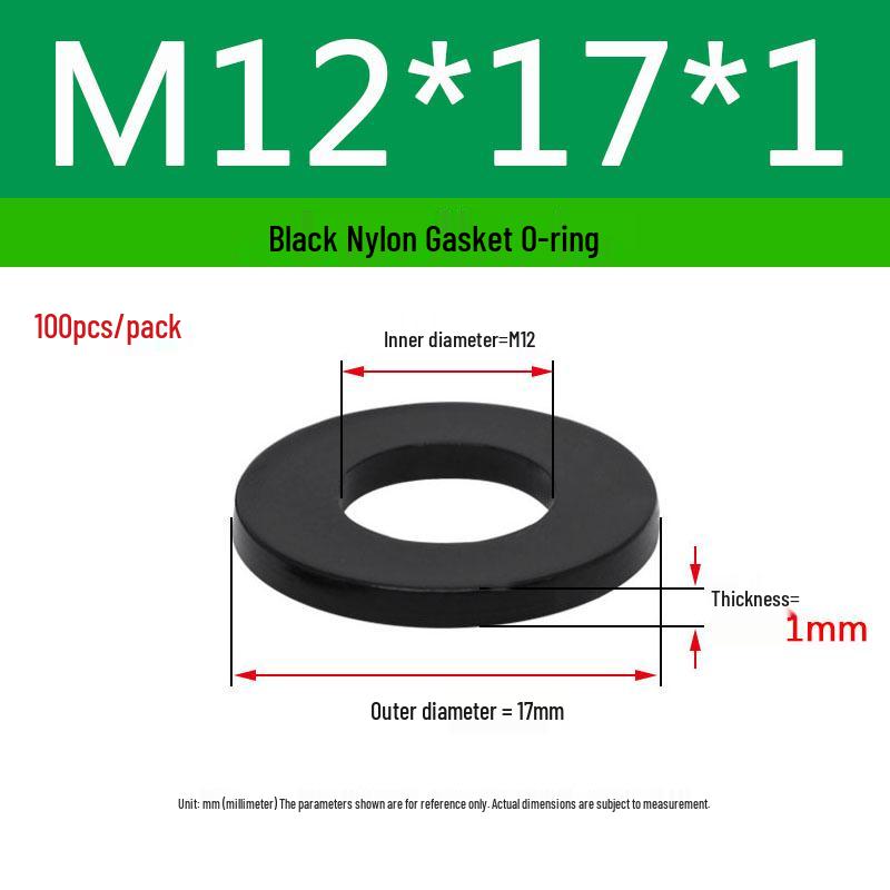 Schwarzer Nylon-Kunststoff Flache Unterlegscheibe Ring M2-M20