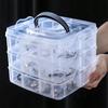 Non-Toxic 3-Tier Transparent Handle Adjustable Stackable Compartment Plastic Storage Box For Organizing Stamps Jewelry And Accessories