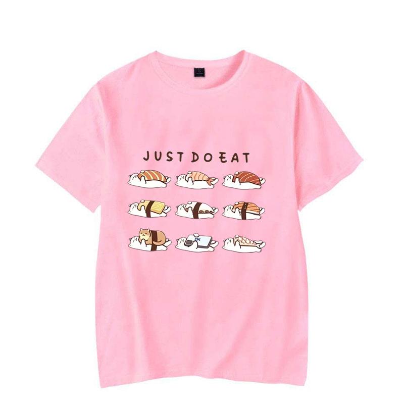 Vtipná kočka Shushi Grafická trička Roztomilé kreslené potištěné tričko Volné unisex Kulatý výstřih Dámské oblečení Streetwear
