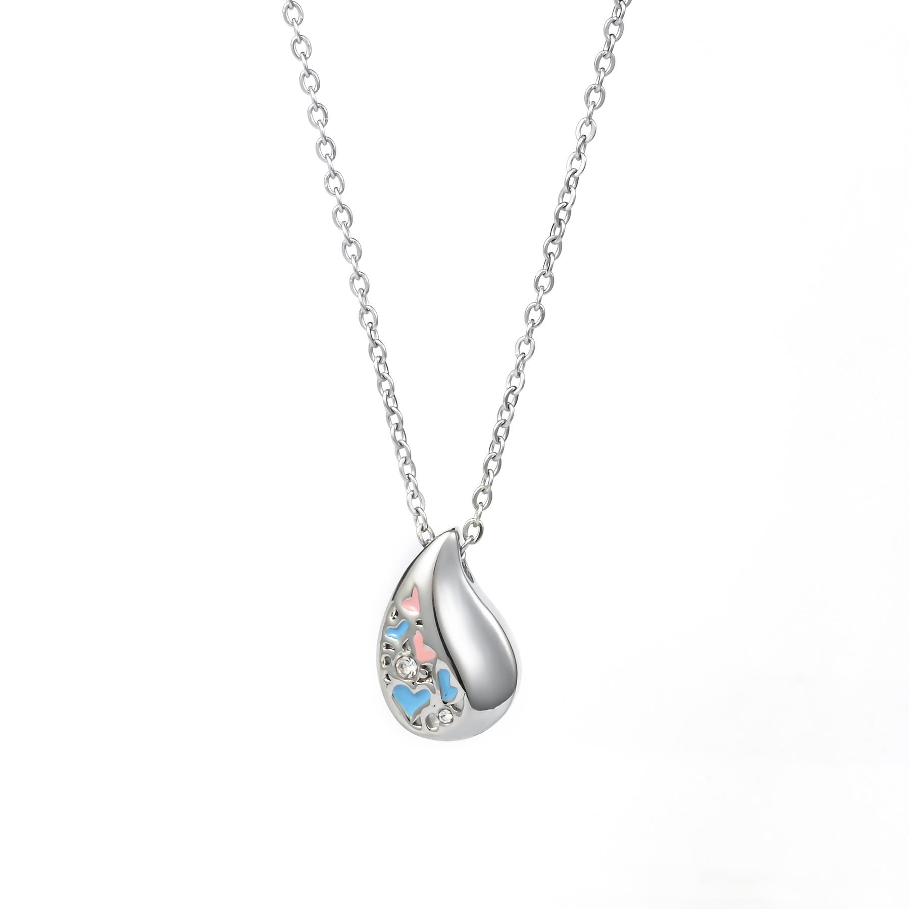 Teardrop Ash Necklace Stainless Steel Cremation Pendant Memorial Keepsake Funnel Necklace Jewelry Gifts синий