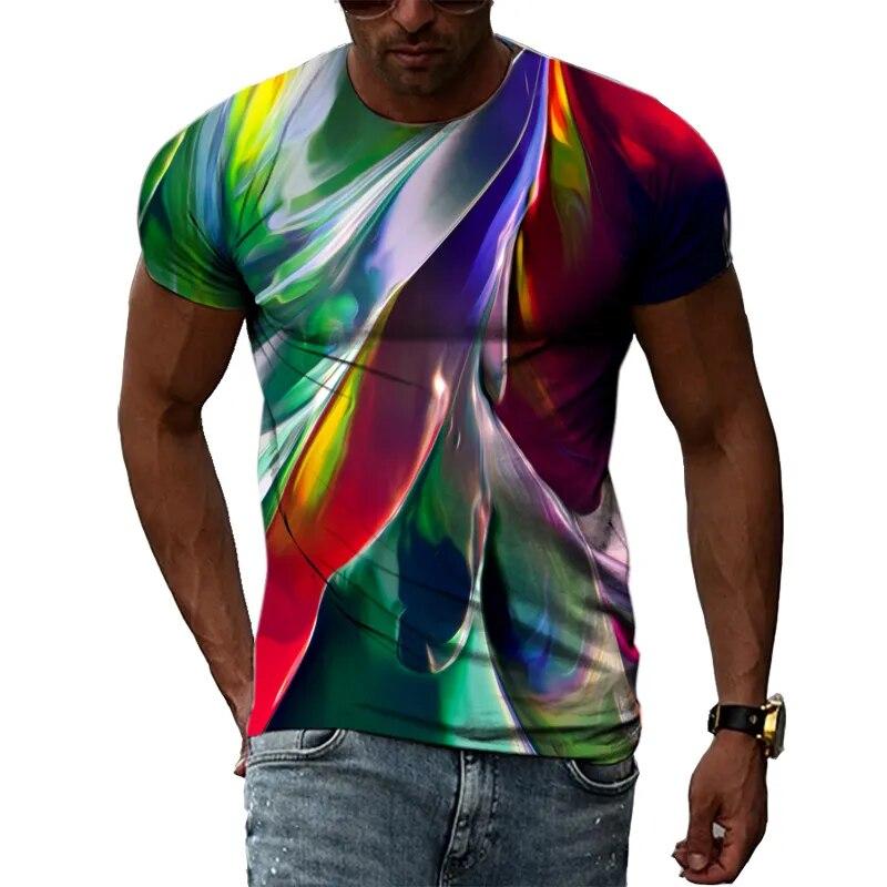 New 3D Graffiti Hip Hop Harajuku Ptinted Men T-shirts Summer Fashion Casual Street Style Tee Trend Personality Short Sleeve Tops