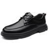 Foreign Trade Men's Shoes Soft Cowhide Rubber Thick-soled Fashion Casual Leather Shoes Over Feet Low-top Round Head Breathable Lazy Shoes