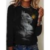 Women's Long Sleeve T-Shirt Cute Cat Pattern 3D Print Autumn Street Casual Fall Round Neck Oversized Clothing Outdoor T Shirts