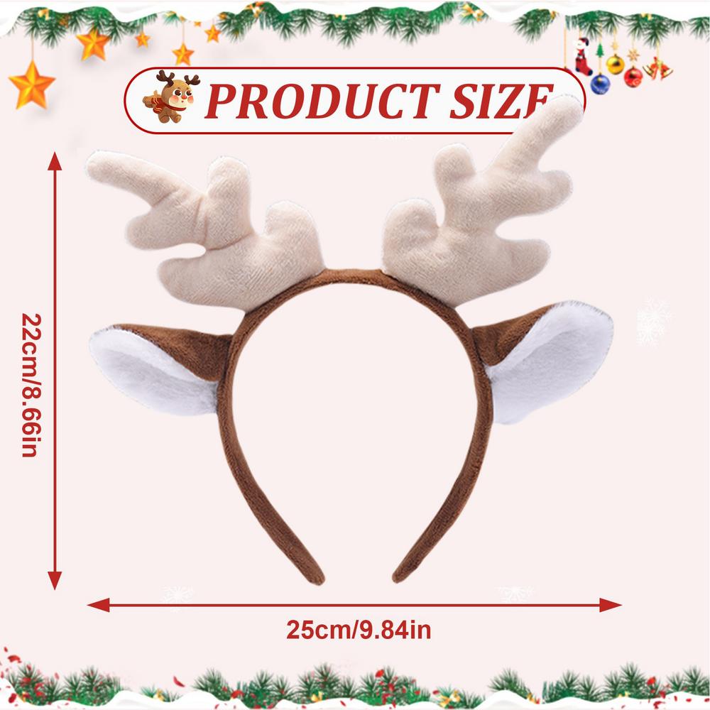 Plush Antler Headband Animal Ears Headwear Adorable Antlers Headpiece Headdress For Halloween Cosplay Costume Accessories