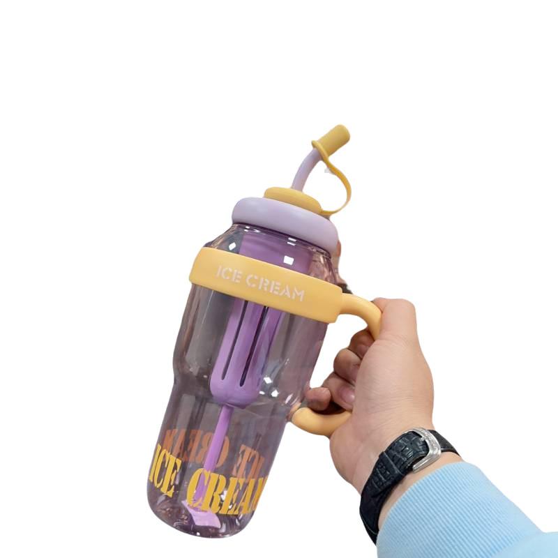 

Кружка 1200 мл Пластик Высокий Внешний вид Милый Соломинка Чайник Удобный Практичный жёлтый