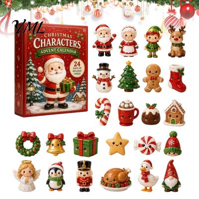 Acrylic Collectible Toys 2026 Christmas Characters Advent Calendar, 24-Day Countdown Food Theme Ornament Set, Cute Desktop Figures 2D Hanging