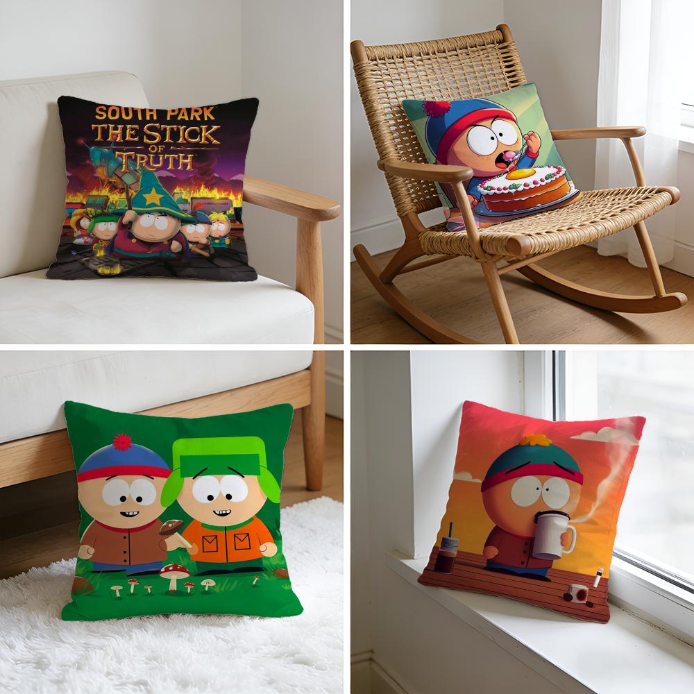 Cartoon SSouth PPark Cushion Cover Washed Linen Soft Breathable Decorative Case For Sofa Home Pillow Cover