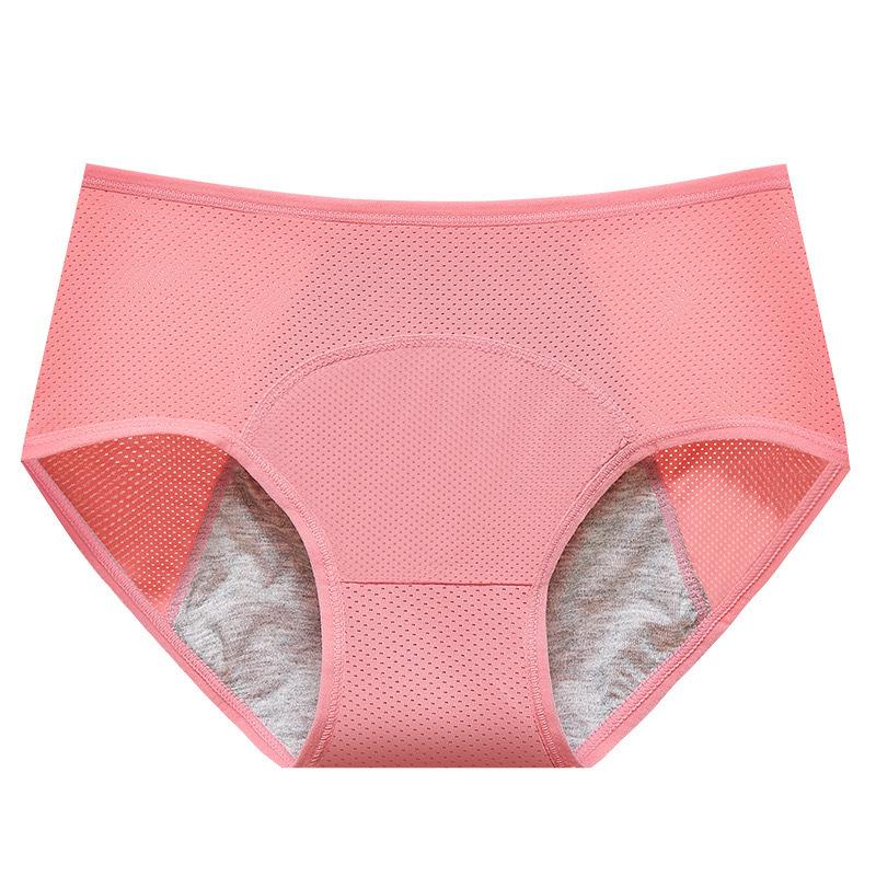 Plus Size Leak-Proof Menstrual Panties with Breathable Mesh, Mid-High Waist for Women