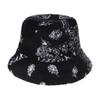 2024 New Fashion Retro Amoeba Cashew Flower Lamb Wool Warm Bucket Hat Men and Women Winter Hat Korean Version