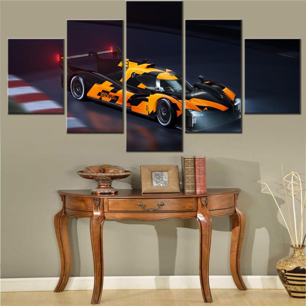 5 Pieces Canvas Wall Arts Poster Painting Cool Yellow Racing Vehicle Poster Painting Cars Wallpaper Home Decor Picture Printing 20X35 20X45 20X55CM