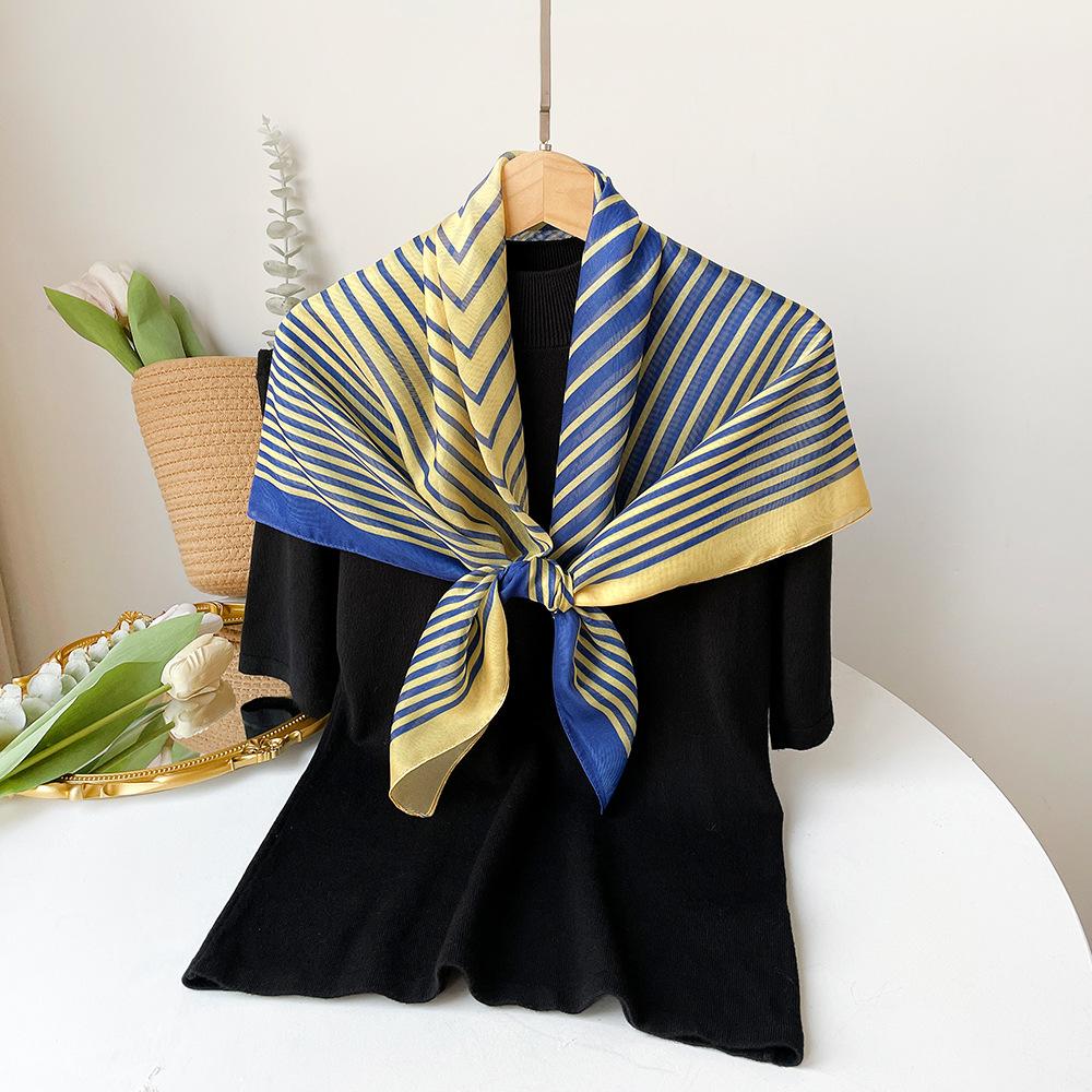 

Spring and Summer Thin Color Combination Large Square Scarf Women s Versatile Design Commuting Sun Protection Fashionable Scarf Gauze Scarf 90*90cm