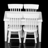 5 Pcs/set Wooden Furniture Wooden Table+ Chair For 1:12 Doll House
