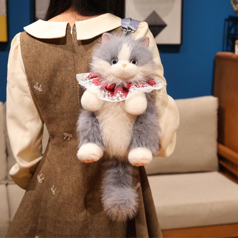 Meowing Cat Plush Backpack with Sound
