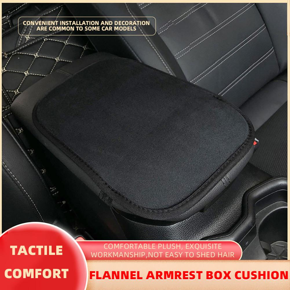 Car Plush Armrest Box Cushion Flannel Furry Armrest Box Pad Cover (Black)