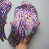 Regenbogen Feder Flügel Pailletten Aufnäher Stickerei Abzeichen für Kleidung DIY Applikationen Handwerk Dekoration