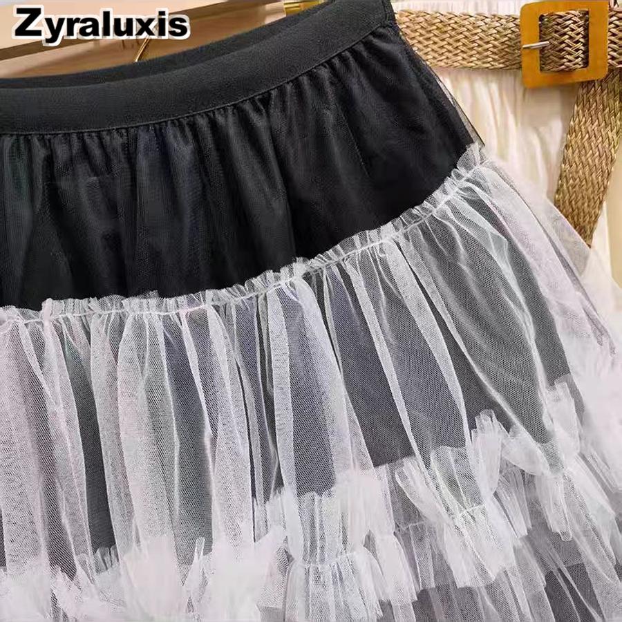 Neues Patchwork Colorblock Netzkleid für Mädchen, Fee Prinzessinnenkleid, Tüllkleid, INS Tanzperformance Halbkörper Kurzer Rock