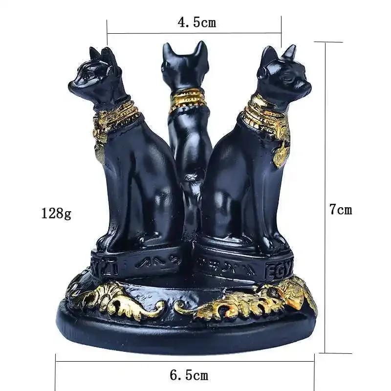 

Cat Crystal Ball Diffuser Stand Cats Shape Sphere Holder Triple Egyptian Display Base Resin Figurine Statue Office Home Decor