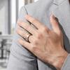 Rime Textured Titanium Steel Couple Ring with Inlaid Design