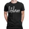 Men's T-Shirt Lifelover White Solid Logo Fun Pure Cotton Tee Shirt Short Sleeve T Shirt Crew Neck Tops 6XL